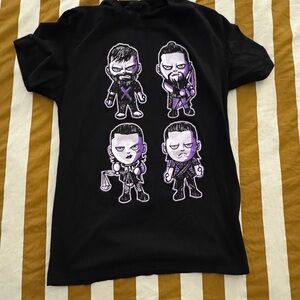 WWE Black Tee with Purple Cartoon Graphics